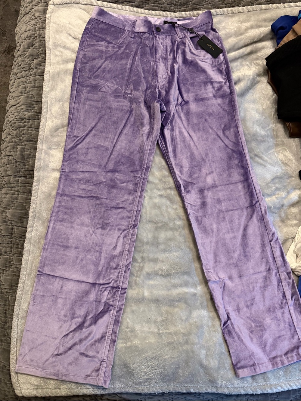Womens Rag & Bone Purple Velvet Straight-Leg Pants